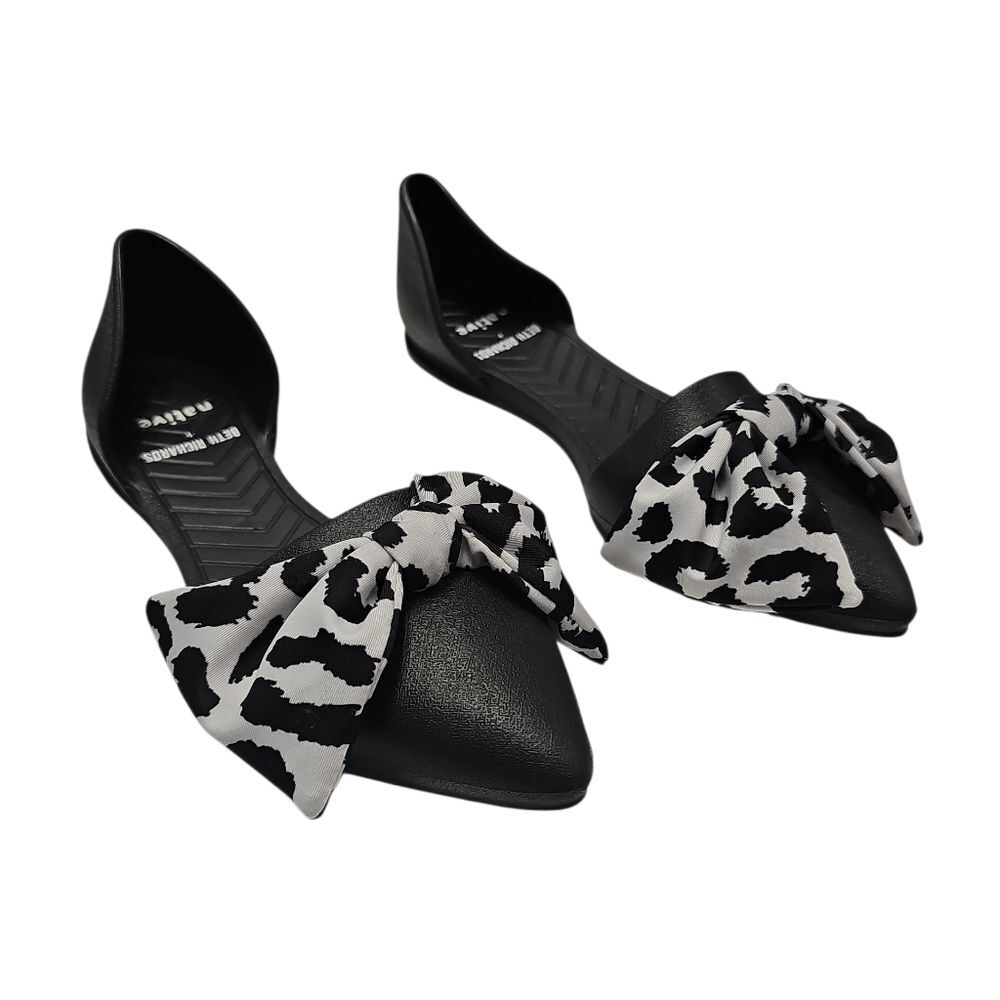 Native Beth Richard Black D'orsay Bow Pointed Toe Shoe 6